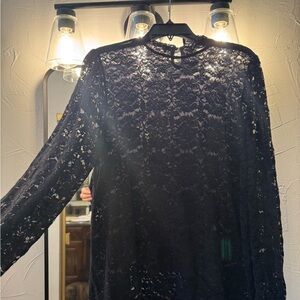 Black Lace Long Sleeve Top